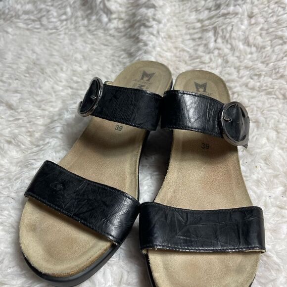 Mephisto Air Relax leather black straps wedge sandals silver tone buckle EURSZ39 - Picture 13 of 13